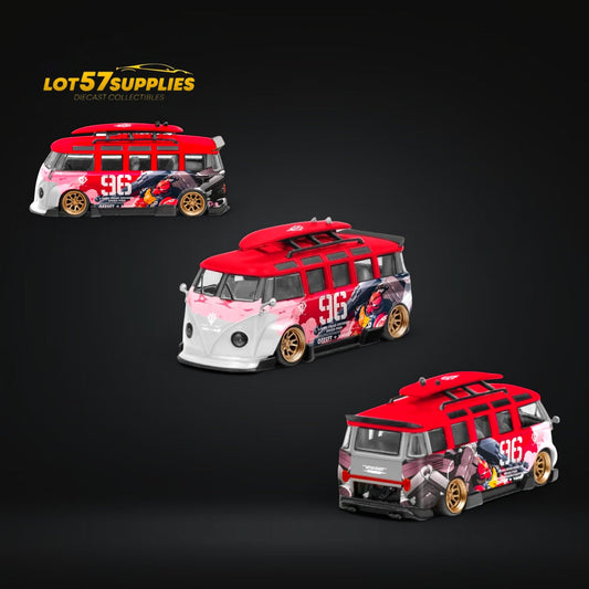 LF Model Volkswagen T1 Kombi WideBody Akiba #96 Livery 1:64 - Evergreen Kings