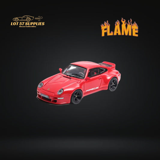Diecast Porsche 911 Gunther Werks 400R in Solan Red, 1:64 scale model by Lot57Supplies Diecast Shop, detailed view.