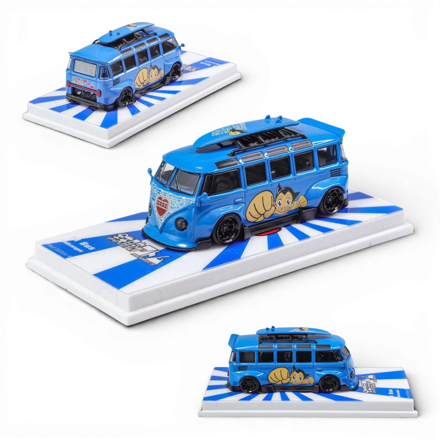 Flame VW Volkswagen T1 Astro Boy Blue 1:64 - Evergreen Kings