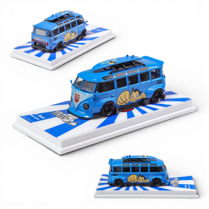 Flame VW Volkswagen T1 Astro Boy Blue 1:64 - Evergreen Kings