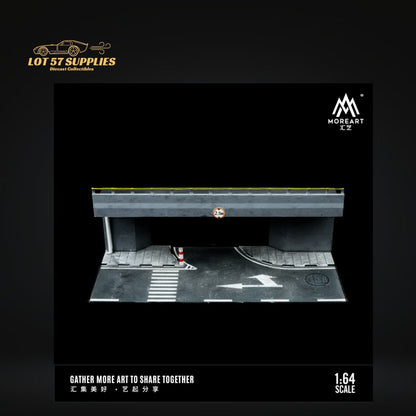 Pre-order MoreArt Overpass Scene Diorama 1:64 by Lot57Supplies Diecast Shop, detailed model with urban overpass and street scene.