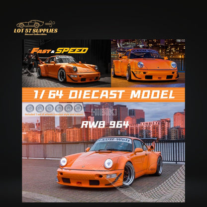 Fast Speed Porsche 964 RWB Widebody Orange 1:64 - Evergreen Kings