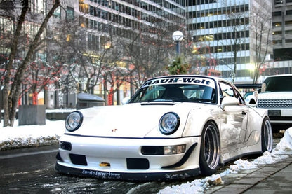 White Porsche 964 RWB Widebody DREAMCATCHER GT diecast rear wing, 1:64 scale, showcasing detailed automotive design.