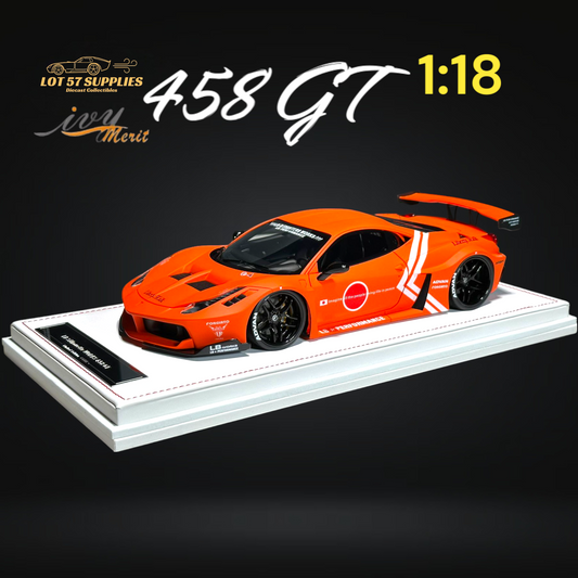 IVY MERIT Ferrari 458 GT LBWK Orange 1:18 - Evergreen Kings