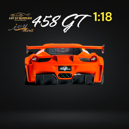 IVY MERIT Ferrari 458 GT LBWK Orange 1:18 - Evergreen Kings