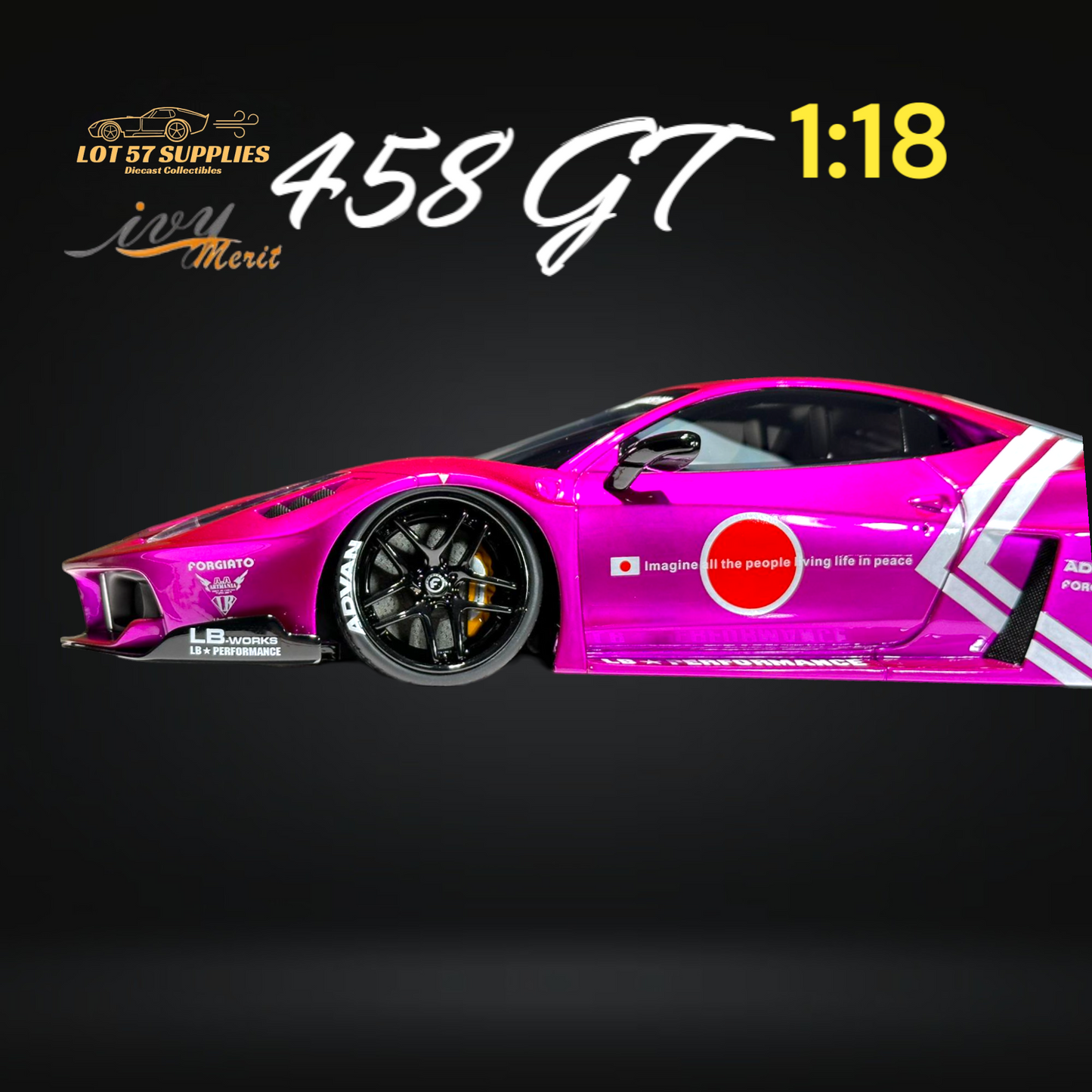 IVY MERIT Ferrari 458 GT Purple LBWK 1:18 - Evergreen Kings