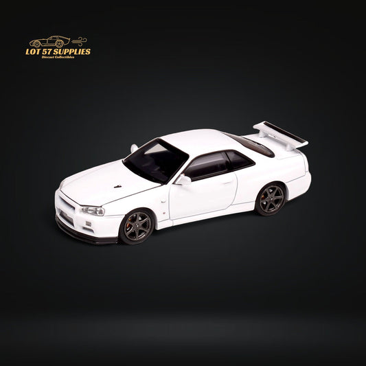 MOTORHELIX Nissan Skyline GT-R R34 Z-Tune Pearl White 1:64 - Evergreen Kings