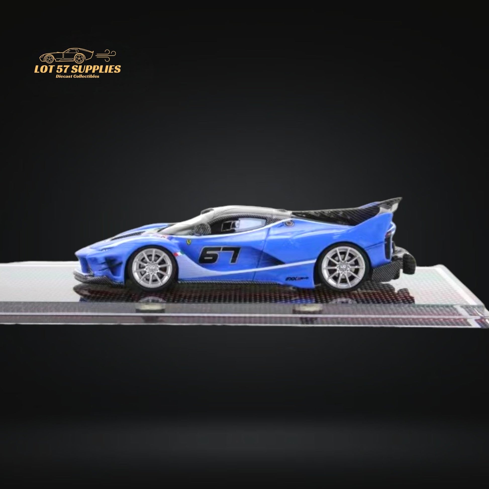 Sea blue Ferrari U2 FXX-K Evo diecast model in 1:64 scale, detailed collectible from Lot57Supplies Diecast Shop.