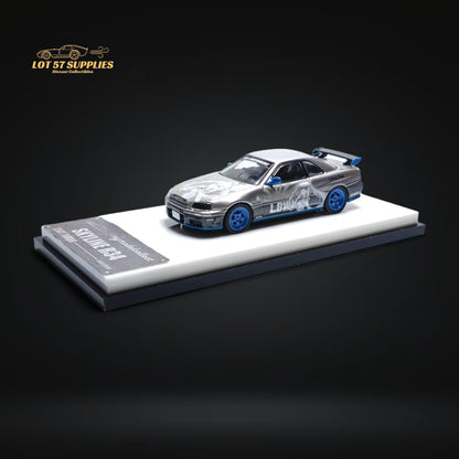 Silver Nissan Skyline R34 25GT Turbo diecast model in Queen Livery, detailed 1:64 scale by Lot57Supplies Diecast Shop.