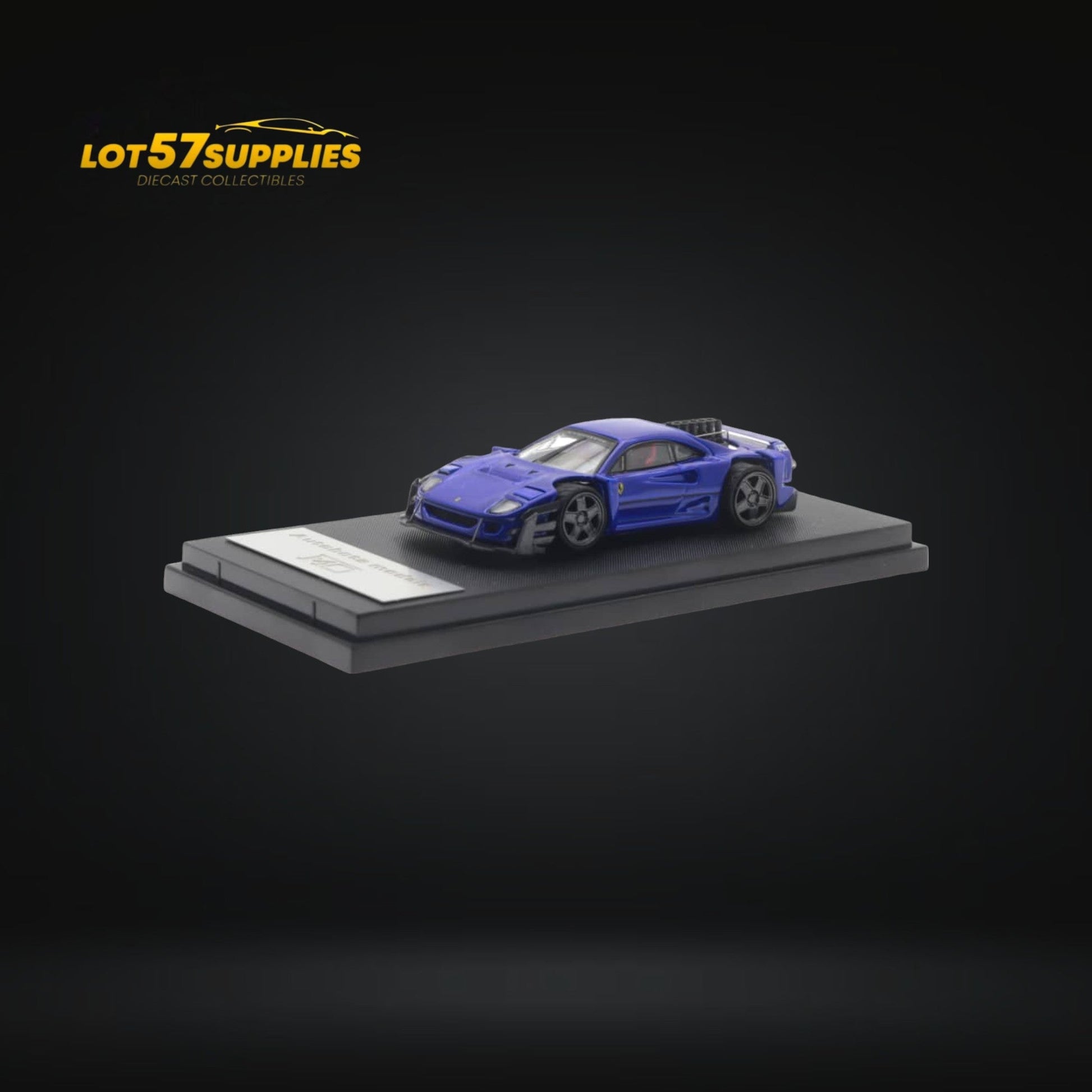 Blue Ferrari F40 diecast model from Autobots series by Lot57Supplies Diecast Shop, 1:64 scale, detailed vehicle replica.