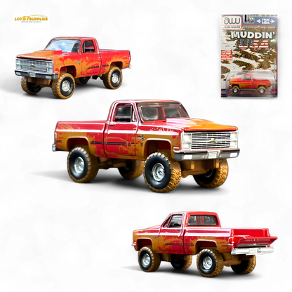 Auto World 1983 Chevrolet Silverado K10 4x4 Muddy Lifted 1:64 - Evergreen Kings