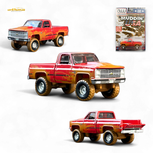 Auto World 1983 Chevrolet Silverado K10 4x4 Muddy Lifted 1:64 - Evergreen Kings