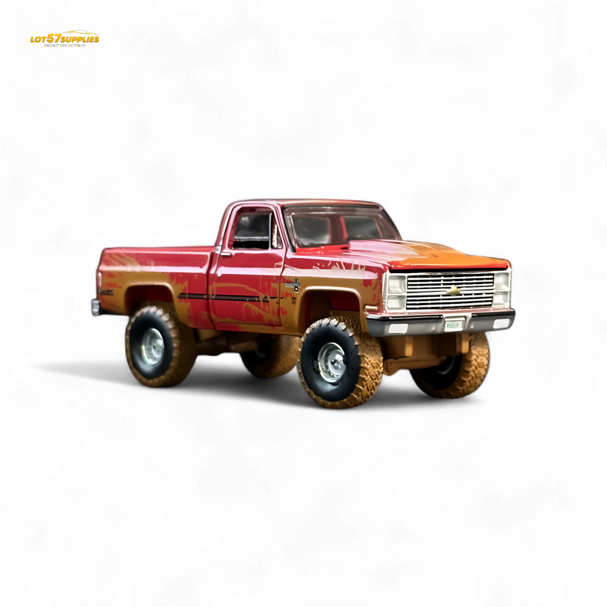 Auto World 1983 Chevrolet Silverado K10 4x4 Muddy Lifted 1:64 - Evergreen Kings