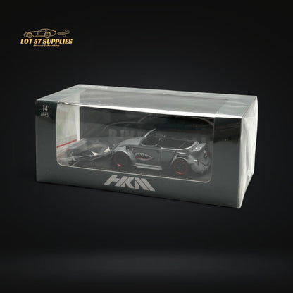 Gray HKM VW Beetle Convertible diecast model with shark mouth design, 1:64 scale, detailed collectible vehicle.