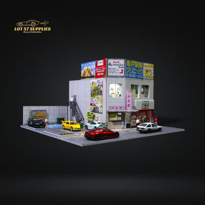 Pre-order MoreArt Japanese commercial building diorama in 1:64 scale, detailed model for display or collection.