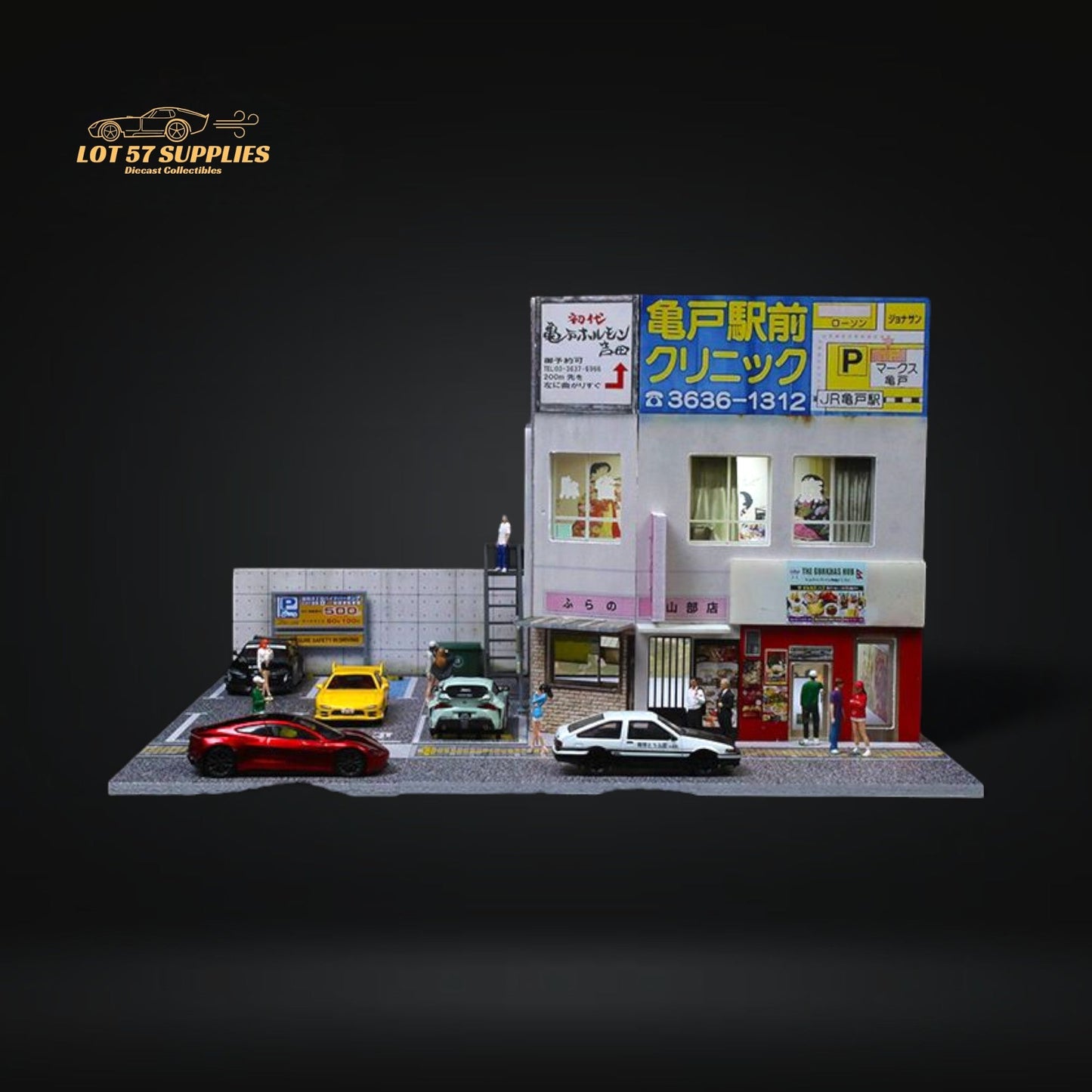 Pre-order MoreArt Japanese commercial building diorama in 1:64 scale with detailed diecast construction and realistic urban scene.