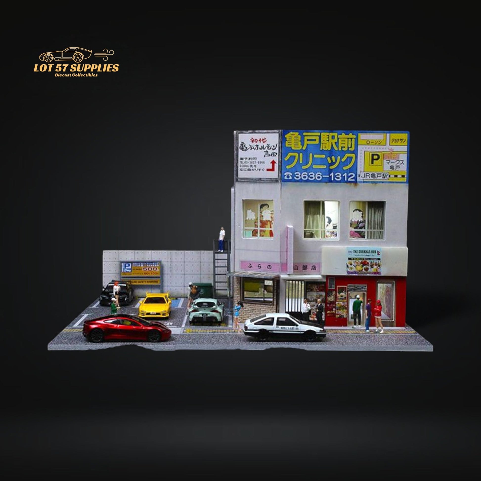 Pre-order MoreArt Japanese commercial building diorama in 1:64 scale with detailed diecast construction and realistic urban scene.