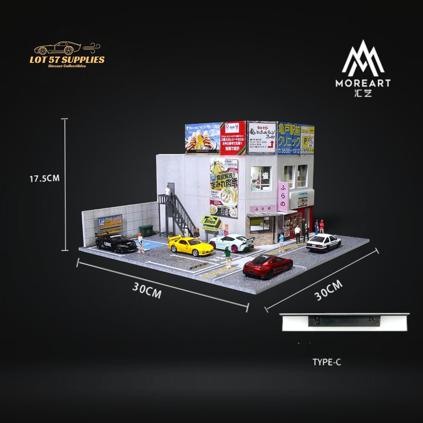Pre-order MoreArt Japanese commercial building diorama in 1:64 scale, detailed diecast model by Lot57Supplies Diecast Shop