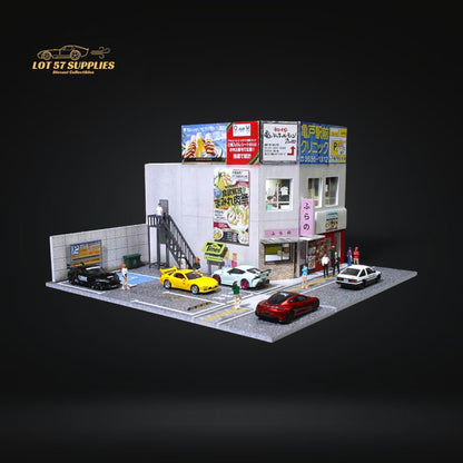 Pre-order MoreArt Japanese commercial building diorama in 1:64 scale, detailed diecast model for collectors and display.
