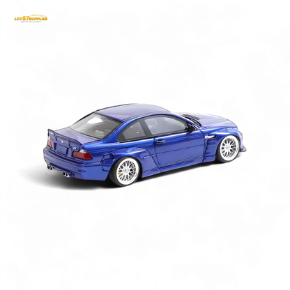 FLAME BMW M3 E46 Widebody Pandem Metallic Blue 1:64 - Evergreen Kings