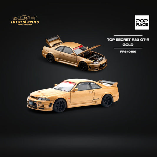 (Pre-Order) Pop Race Nissan Skyline GT-R R33 Top Secret Gold 1:64 - Evergreen Kings