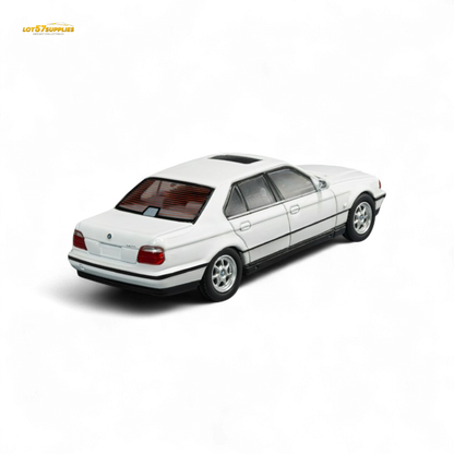 Diecast model of a BMW E38 740iL in 1:64 scale by Lot57Supplies Diecast Shop, detailed miniature car with realistic features