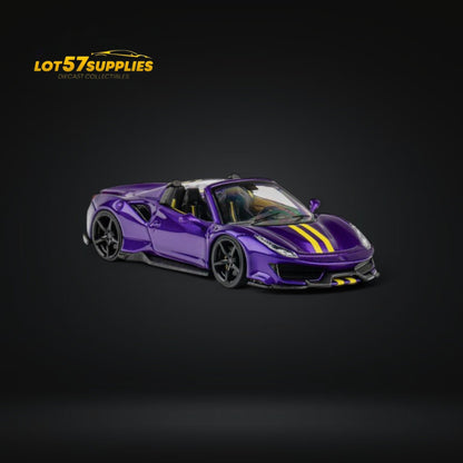 Ferrari TPC Novitec 488 Roadster diecast model in deep purple, 1:64 scale, detailed miniature collectible, Lot57Supplies Diecast Shop