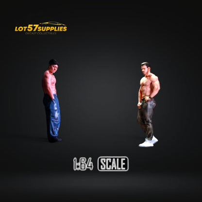 Resin figure set of two muscle man characters from EHC Model Muscle Man Duo, detailed 1:64 scale by Lot57Supplies Diecast Shop