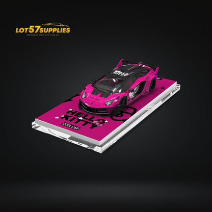 Dark pink Lamborghini GT EVO diecast car in 1:64 scale, detailed model from Lot57Supplies Diecast Shop.