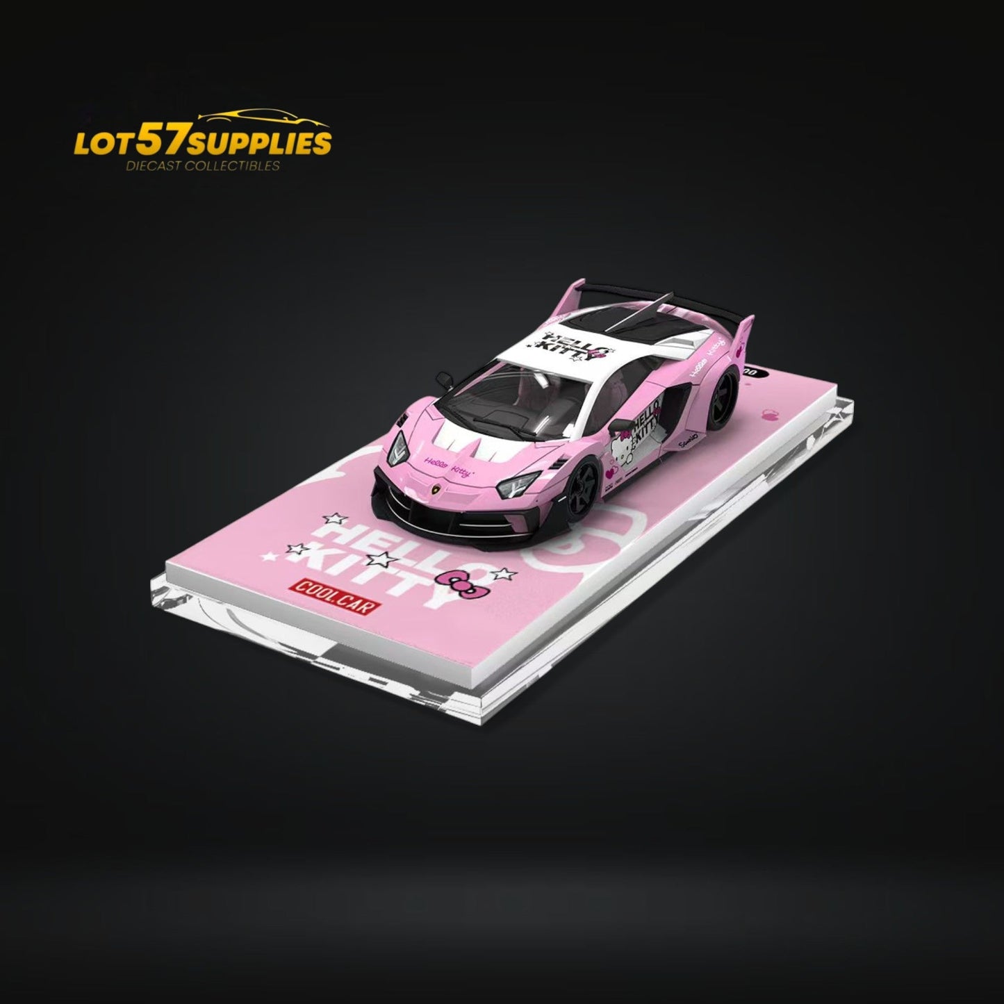 Light pink Lamborghini GT EVO diecast car in 1:64 scale, detailed model from Lot57Supplies Diecast Shop, pre-order available.
