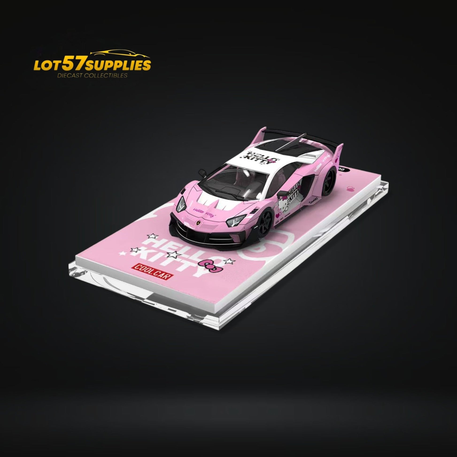 Light pink Lamborghini GT EVO diecast car in 1:64 scale, detailed model from Lot57Supplies Diecast Shop, pre-order available.