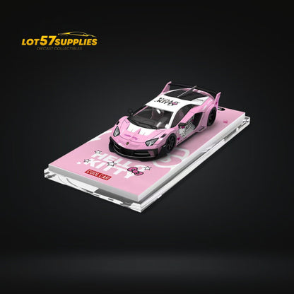 Light pink Lamborghini GT EVO diecast car in 1:64 scale, detailed model from Lot57Supplies Diecast Shop, pre-order available.