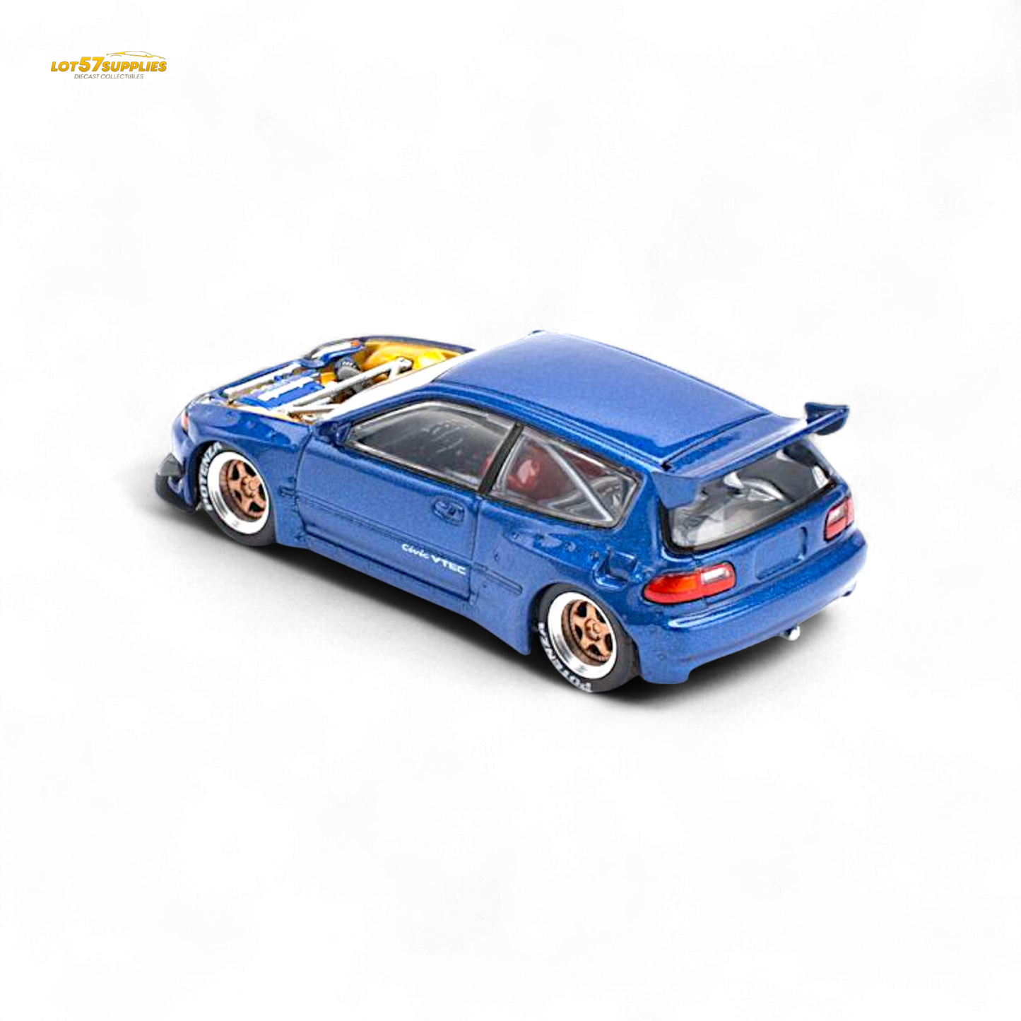 Pop Race Pandem Civic EG6 Metallic Blue 1:64 - Evergreen Kings