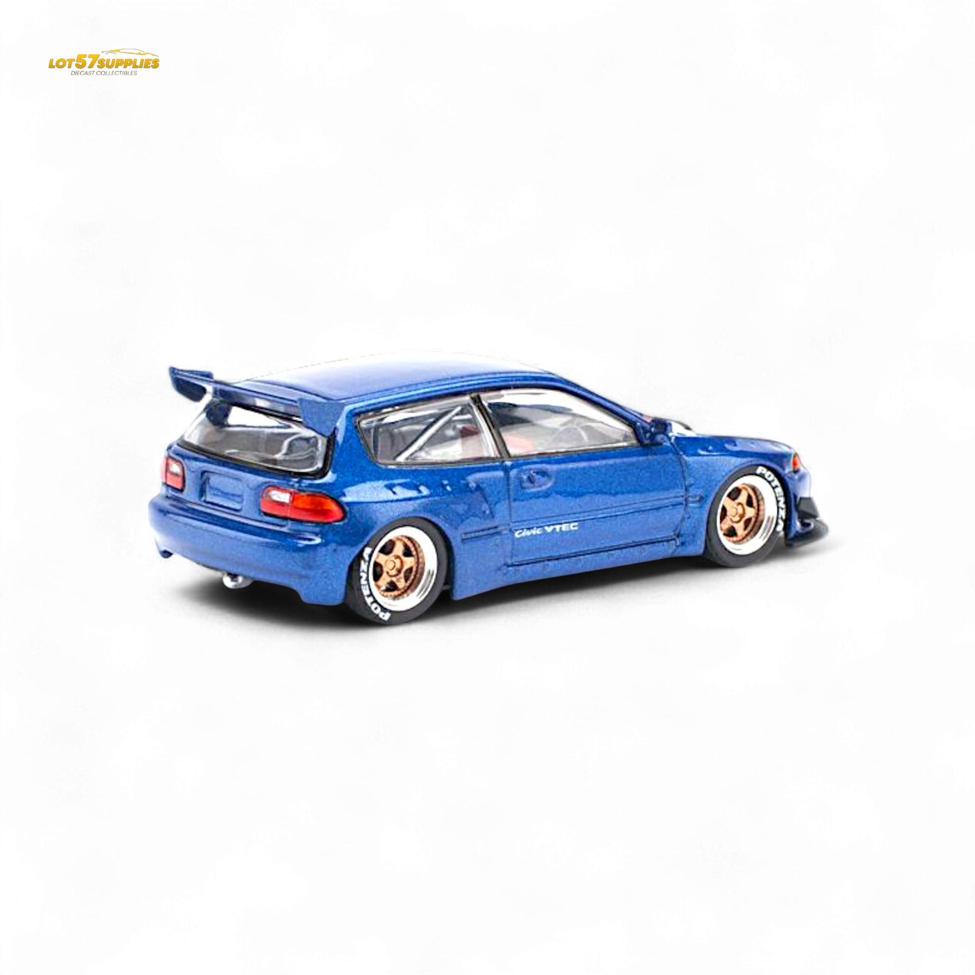 Pop Race Pandem Civic EG6 Metallic Blue 1:64 - Evergreen Kings