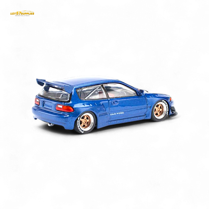 Pop Race Pandem Civic EG6 Metallic Blue 1:64 - Evergreen Kings
