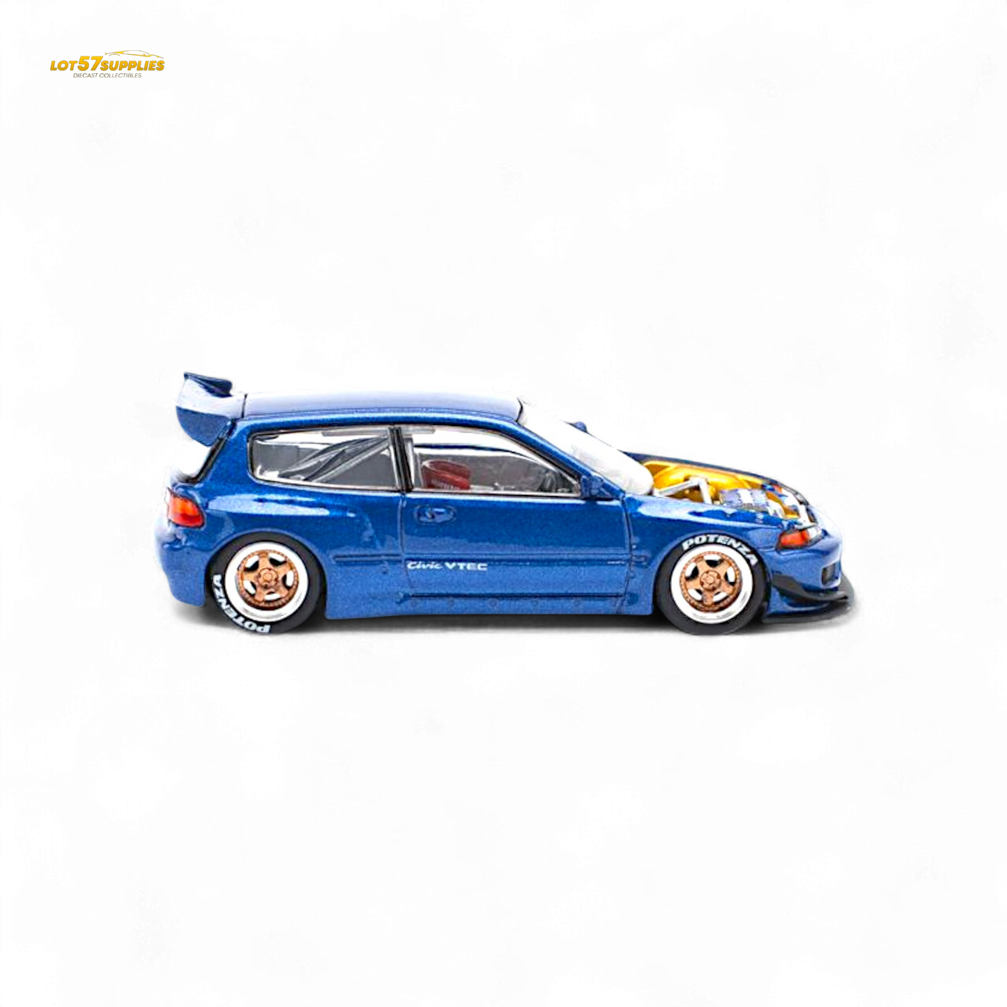 Pop Race Pandem Civic EG6 Metallic Blue 1:64 - Evergreen Kings