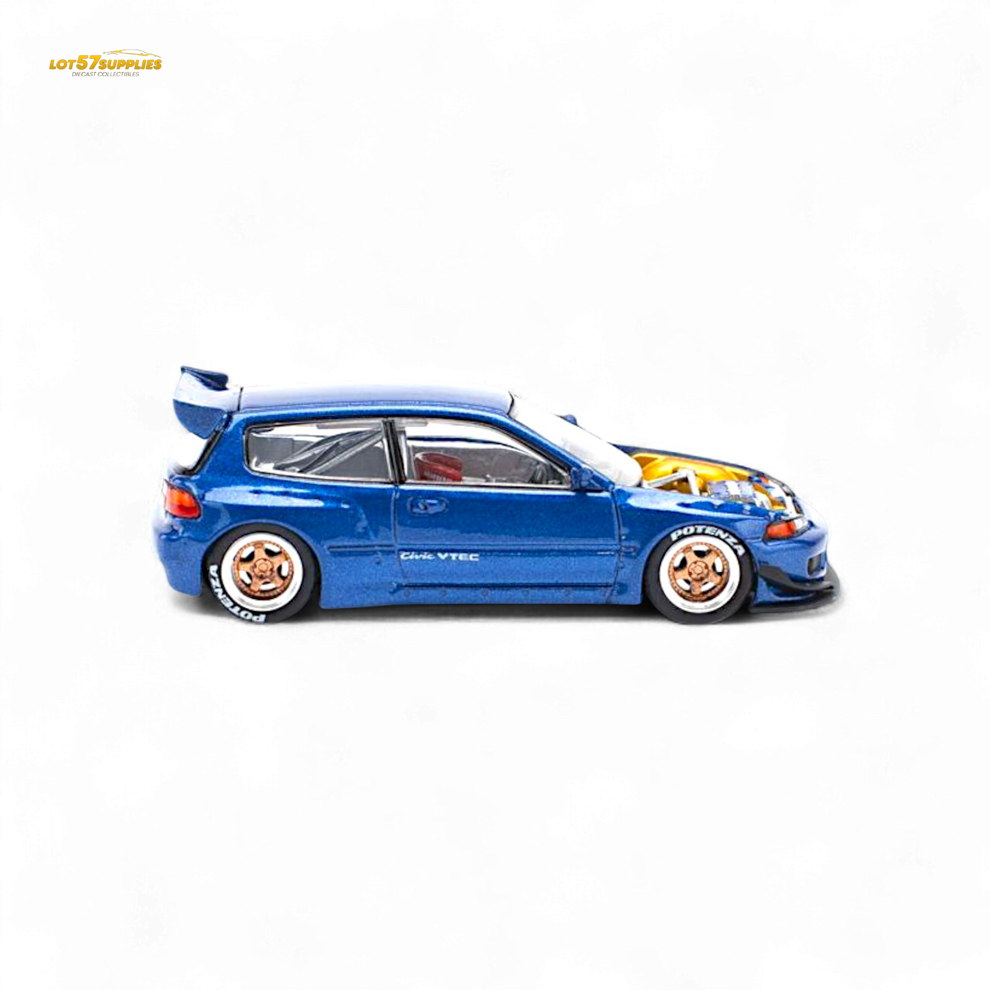 Pop Race Pandem Civic EG6 Metallic Blue 1:64 - Evergreen Kings