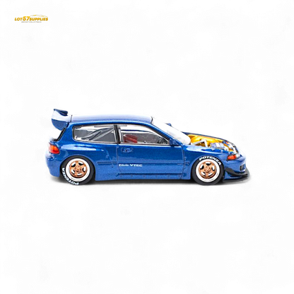 Pop Race Pandem Civic EG6 Metallic Blue 1:64 - Evergreen Kings