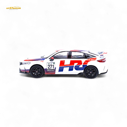 Diecast Honda Civic FL5 Type-R TCR HRC livery 1:64 scale model by Lot57Supplies Diecast Shop, with detailed racing design.