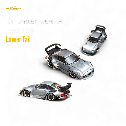 Street Weapon Porsche RWB 993 Raw Varnish Color Low Wing 1:64 - Evergreen Kings