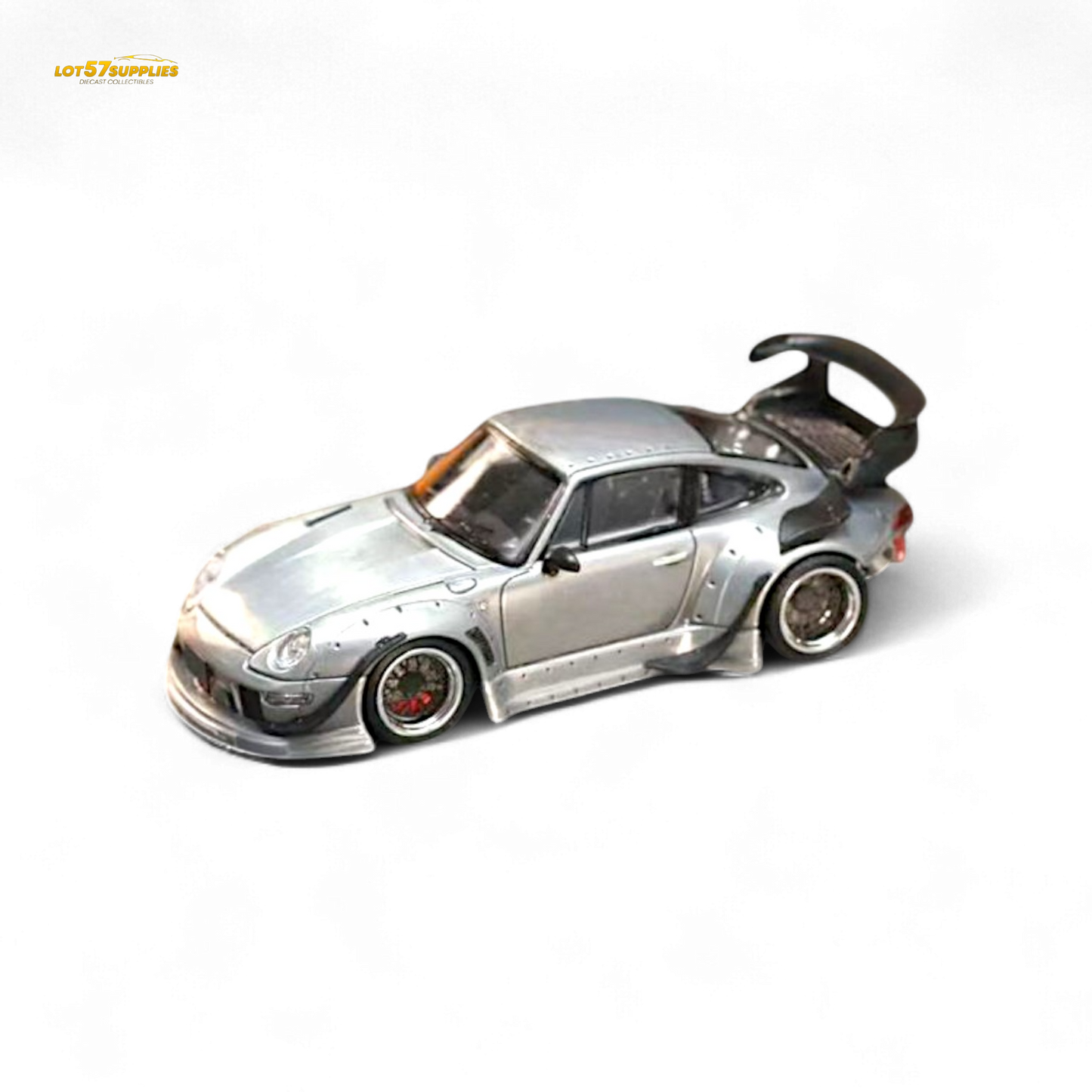 Street Weapon Porsche RWB 993 Raw Varnish Color Low Wing 1:64 - Evergreen Kings