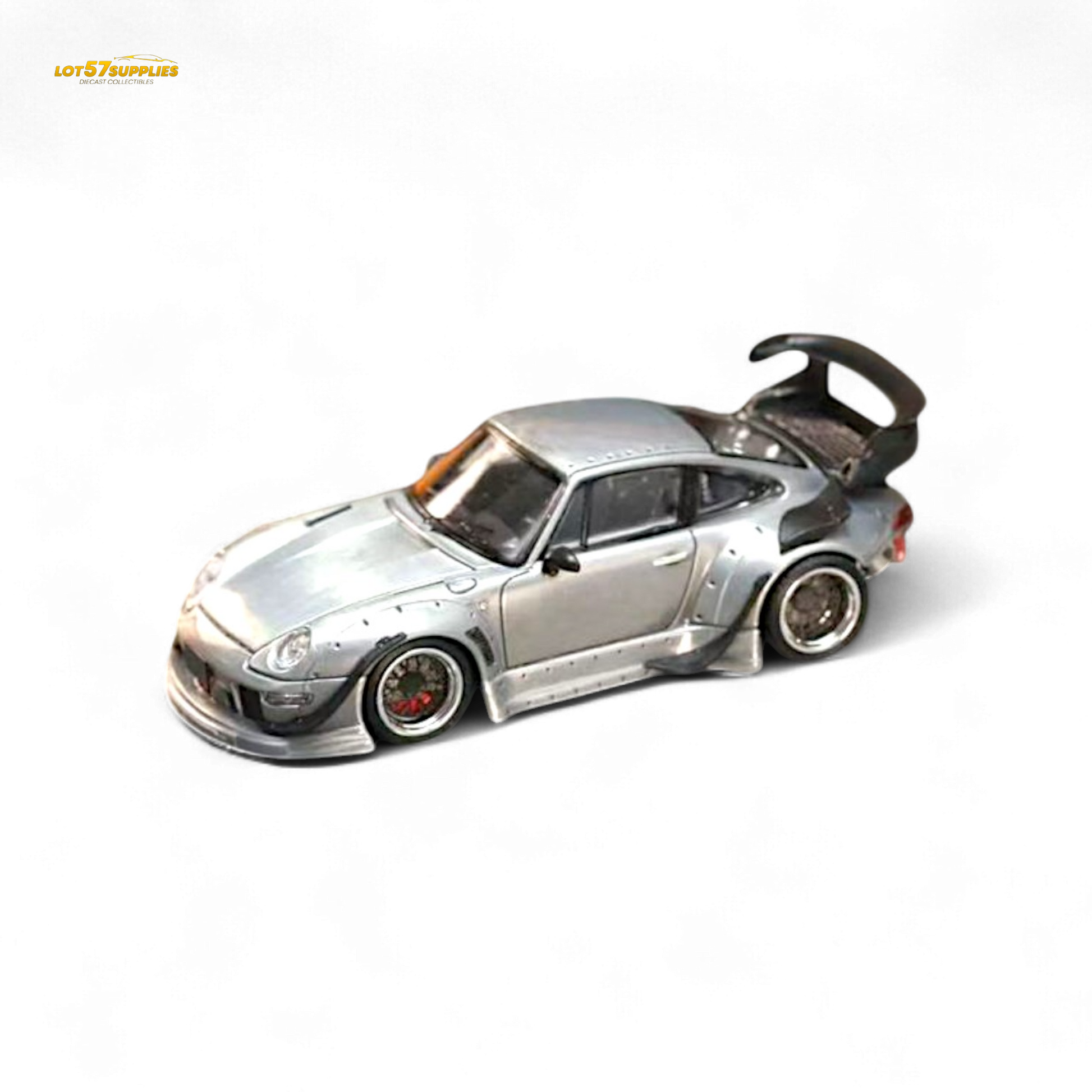 Street Weapon Porsche RWB 993 Raw Varnish Color Low Wing 1:64 - Evergreen Kings