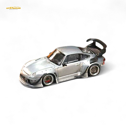 Street Weapon Porsche RWB 993 Raw Varnish Color Low Wing 1:64 - Evergreen Kings