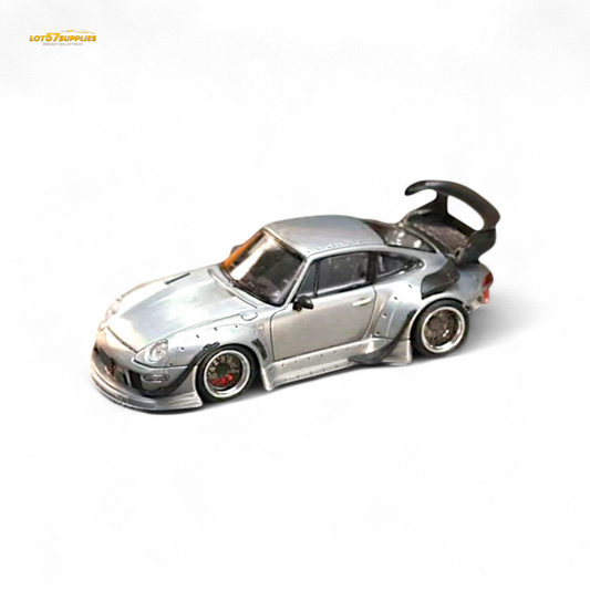 Street Weapon Porsche RWB 993 Raw Varnish Color Low Wing 1:64 - Evergreen Kings
