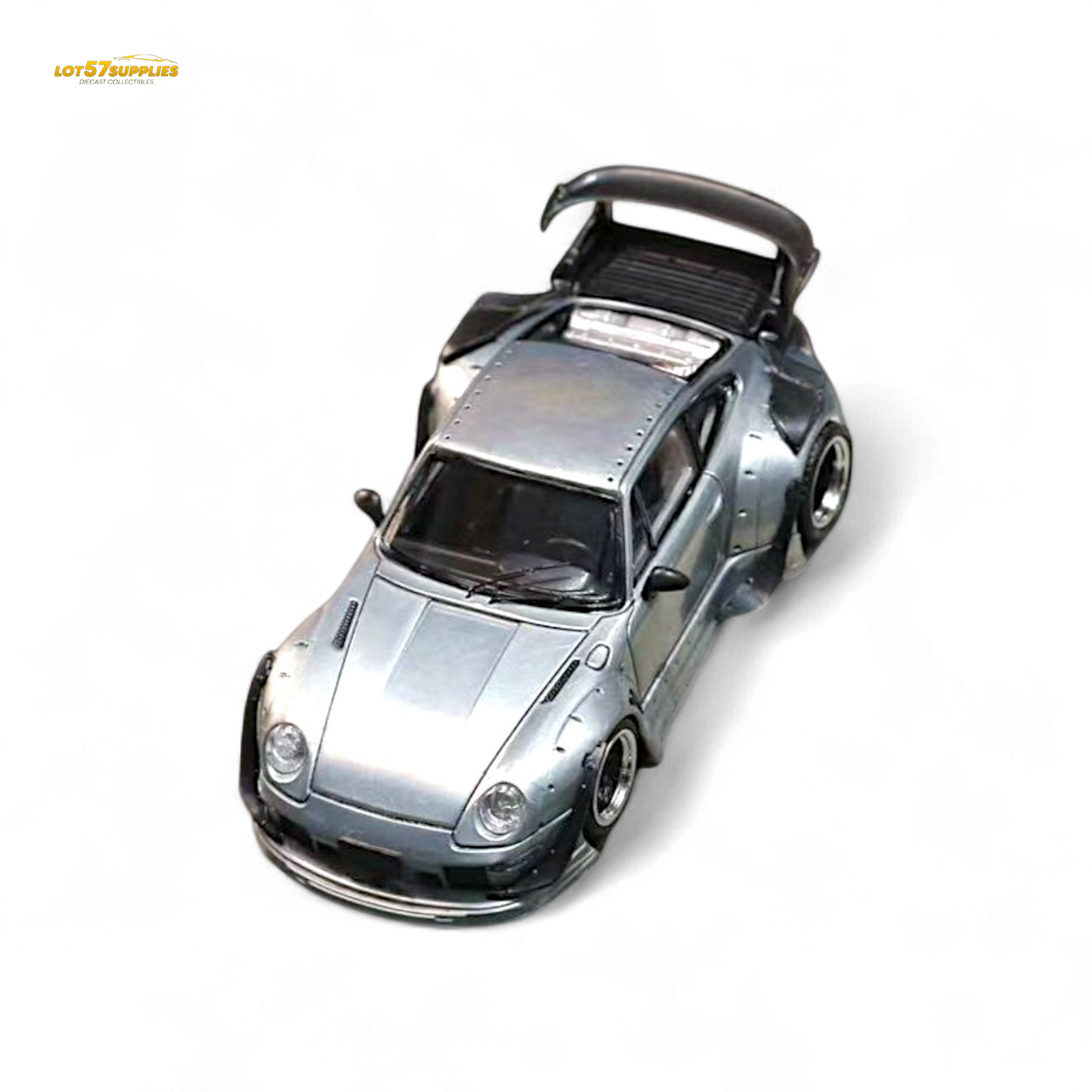 Street Weapon Porsche RWB 993 Raw Varnish Color Low Wing 1:64 - Evergreen Kings