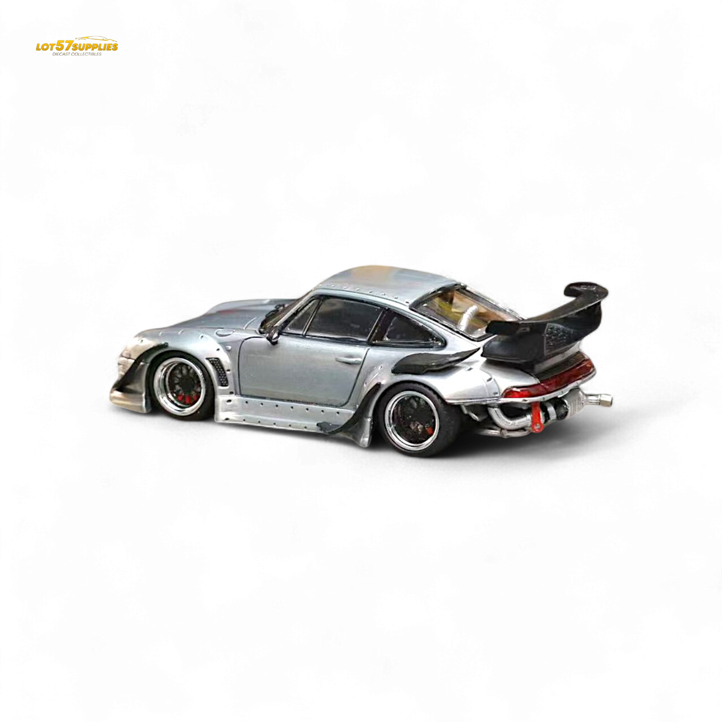 Street Weapon Porsche RWB 993 Raw Varnish Color Low Wing 1:64 - Evergreen Kings