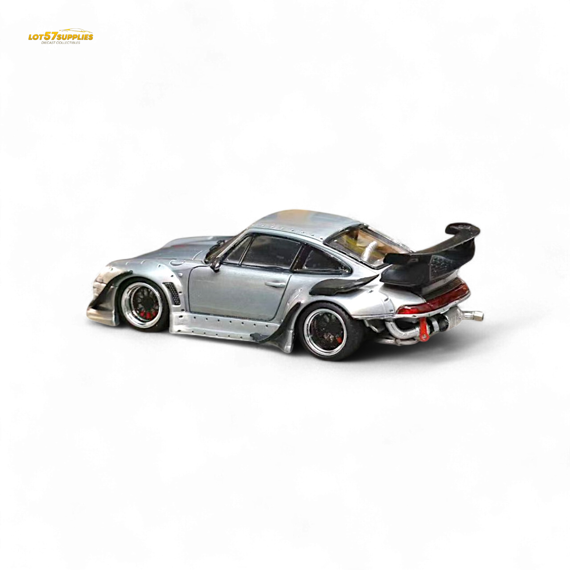 Street Weapon Porsche RWB 993 Raw Varnish Color Low Wing 1:64 - Evergreen Kings