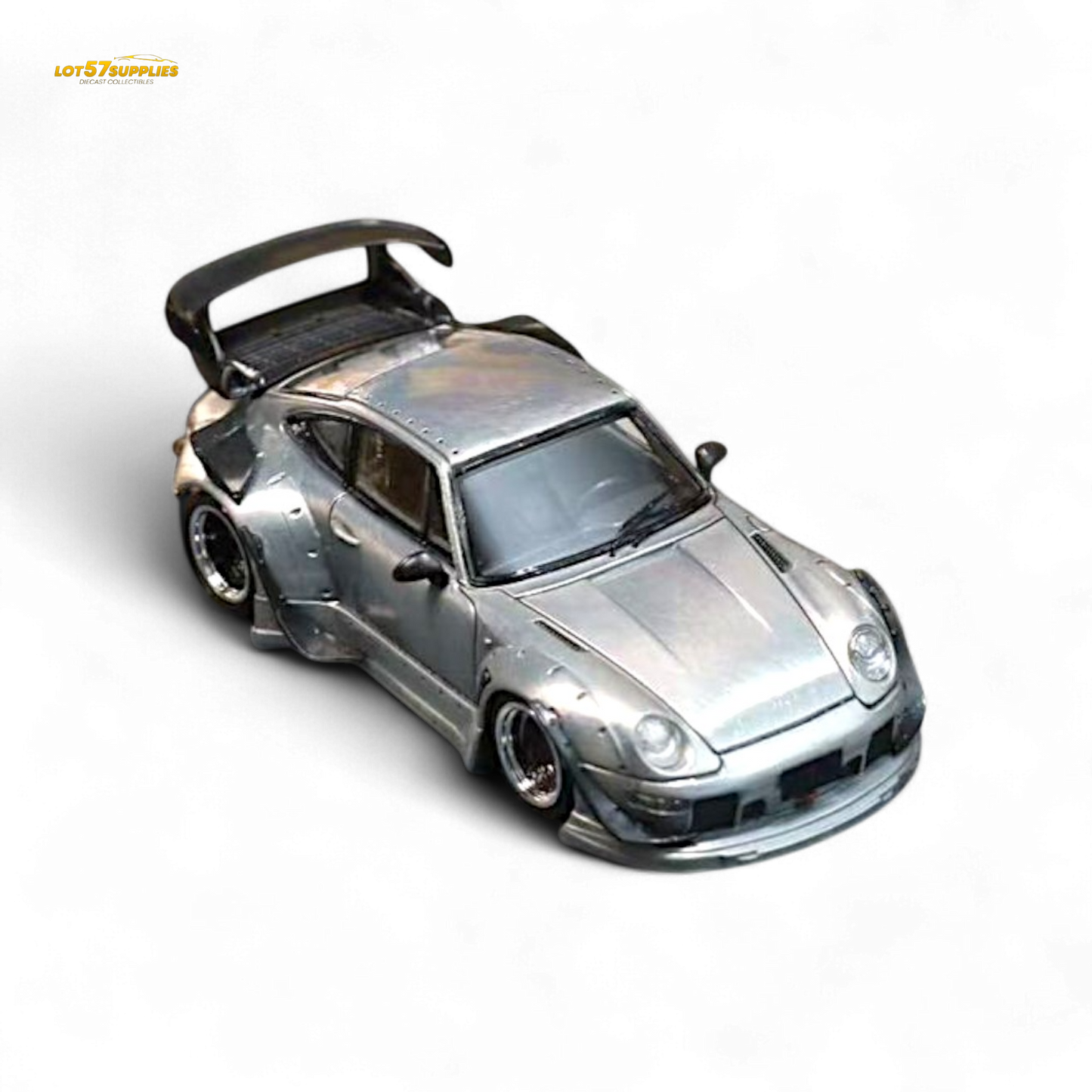 Street Weapon Porsche RWB 993 Raw Varnish Color Low Wing 1:64 - Evergreen Kings