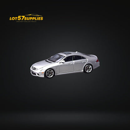Silver Mercedes-Benz Focal Horizon CLS 63 AMG Mk1 C219 diecast model, detailed 1:64 scale, from Lot57Supplies Diecast Shop
