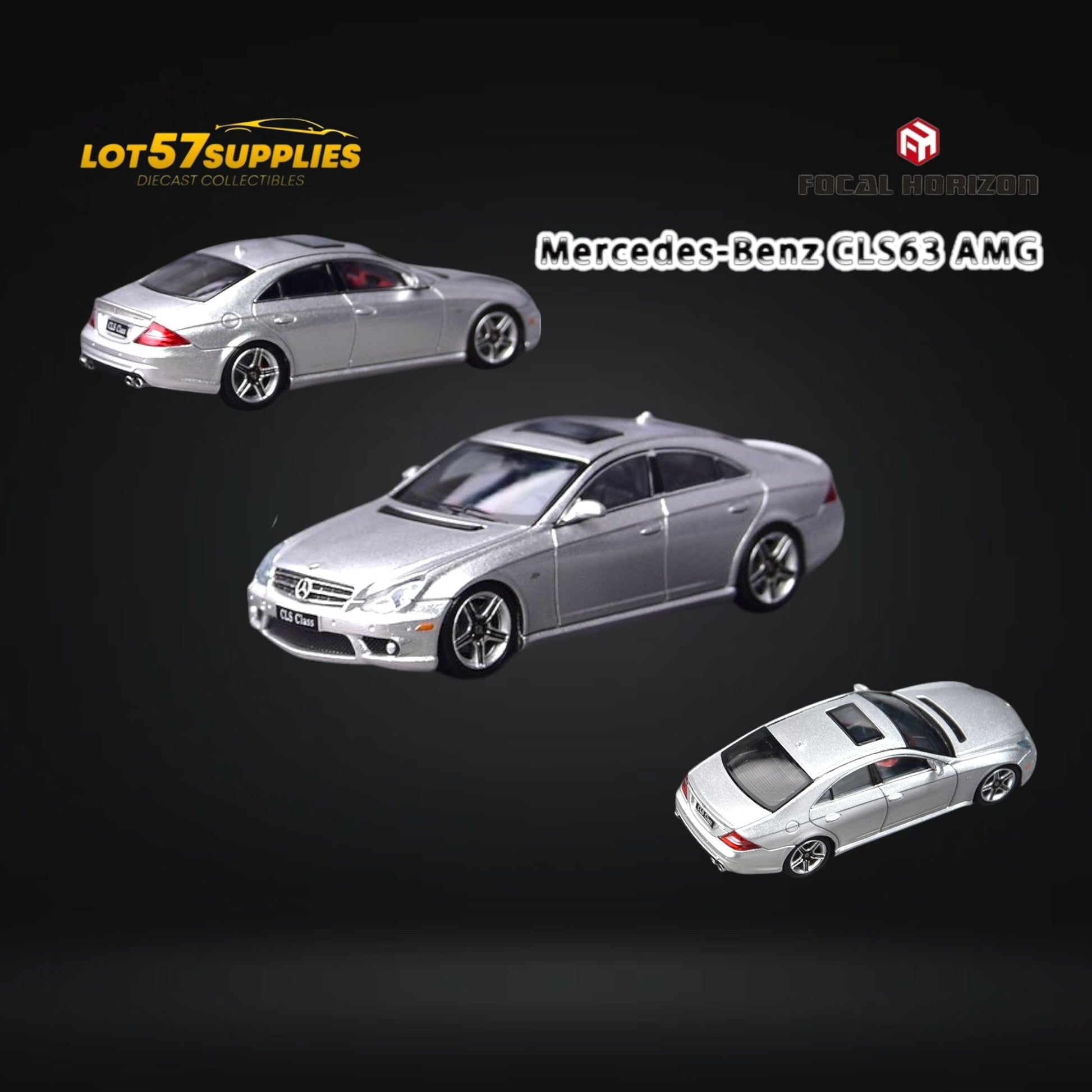 Silver Mercedes-Benz Focal Horizon CLS 63 AMG Mk1 C219 diecast model car by Lot57Supplies Diecast Shop.